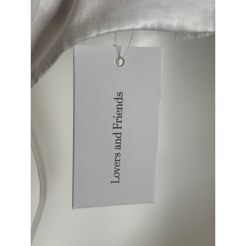 Lovers + Friends | White Mini Dress Open Back Ruffle Hem Cocktail Bridal | M - Picture 6 of 8